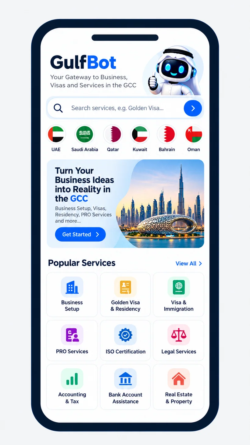 GulfBot app — Discover services