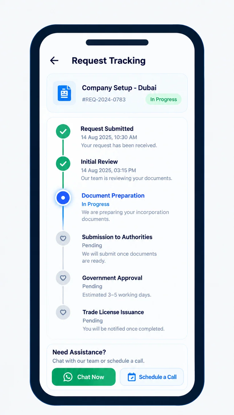 GulfBot app — Track requests